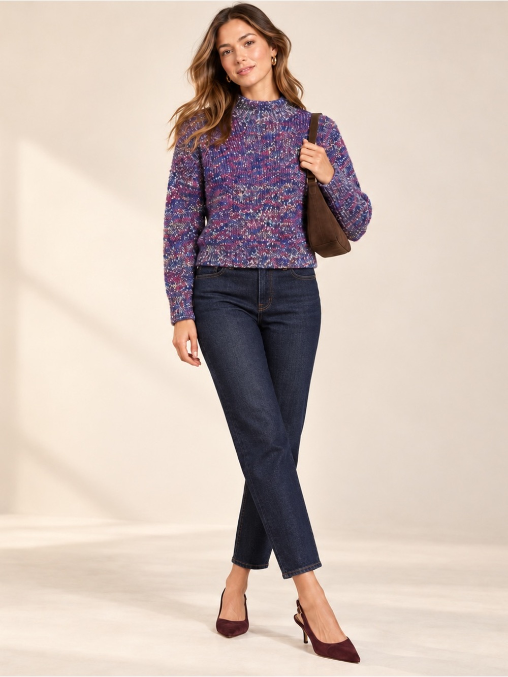 English Factory Purple and Blue Turtleneck Sweater